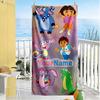 Dora Explorer Customized Name Beach Towel Soft Durable Quick-Dry Perfect for Traveling Yoga Camping and Swimming