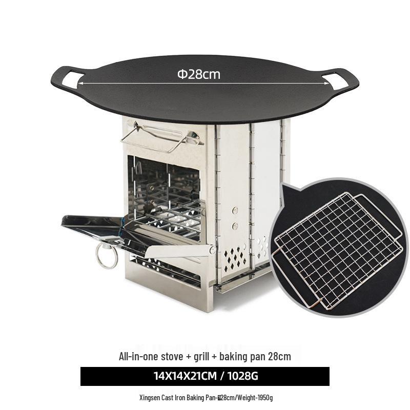 Уличная складная печь из нержавеющей стали для дров и древесного угля со встроенным устройством для розжига огня для кемпинга, барбекю и обогрева