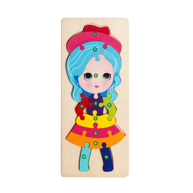 Мультяшное животное 3D деревянный пазл Детские игрушки Монтессо для малышей Раннее обучение Познание Образовательная игрушка-пазл