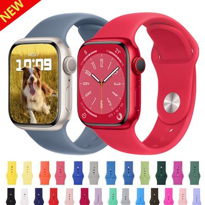 Силиконовый ремешок для Apple Watch, ремешок 44 мм, 40 мм, 42 мм, 38 мм, 44, 45, 41 мм, 3, 4, 5, 6, спортивный браслет se correa, iWatch series 7, 8, ультра, 49 мм