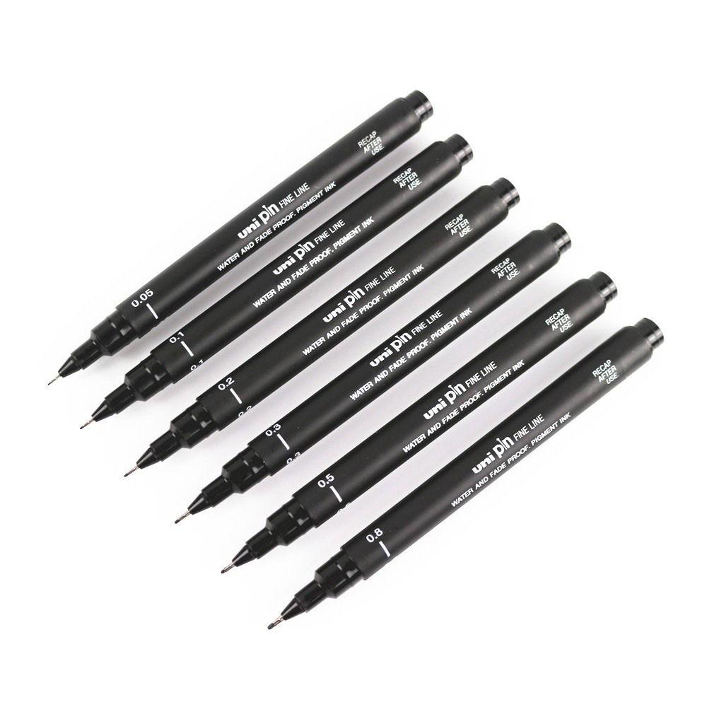 6Pcs/lot Ultra Fine Line Fineliner Black Ink Art Marker New Pin Drawing Pen Drawing Sketch Manga