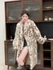 2025 Lynx Pattern Imitation Fox Fur Jacket Women's Thickened Environmentally Friendly Hair Long Leopard Print Suit Collar Fur Coat