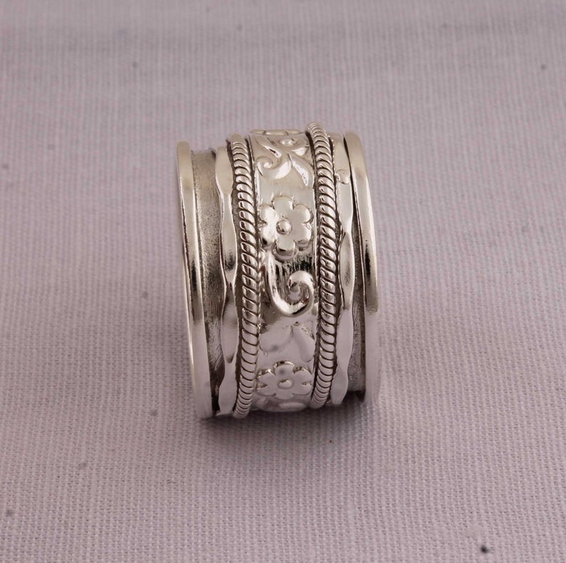 Медитация Spinner Band Ring Solid 925 Sterling Silver Fine Jewelry Кольцо ручной работы Эффектное кольцо