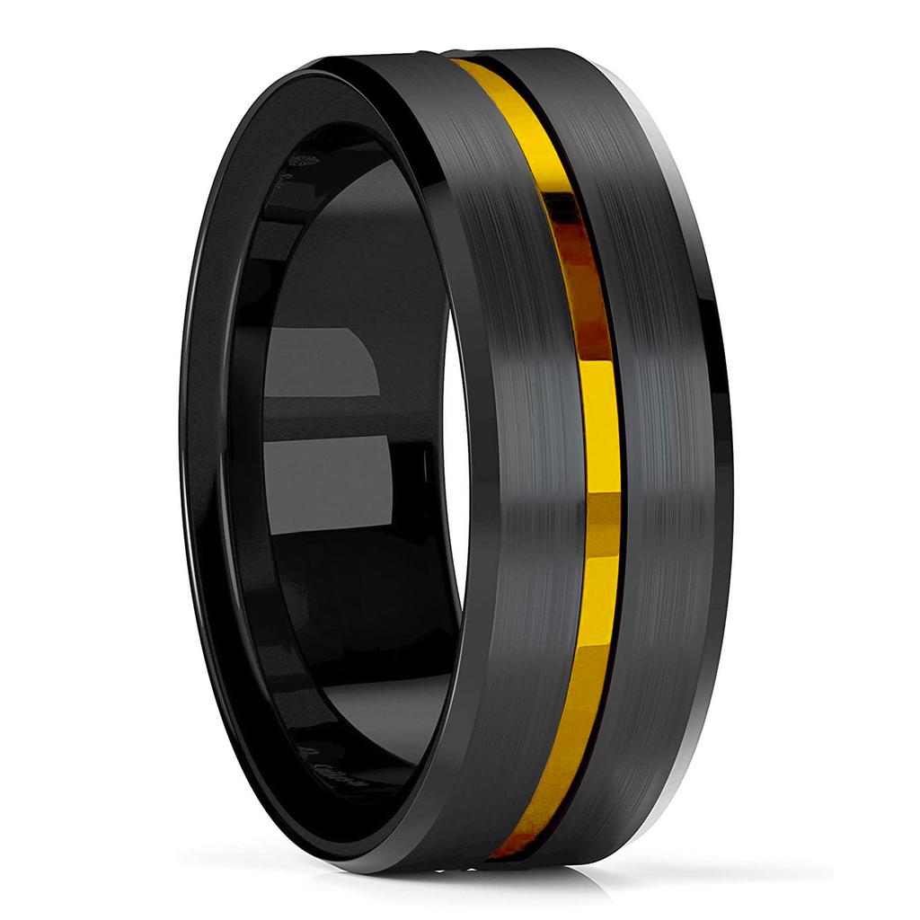 Trendy 8mm Black Tungsten Wedding Stainless Steel Rings For Men Inlay Colorful Abalone Shell Ring Men Wedding Band Jewelry