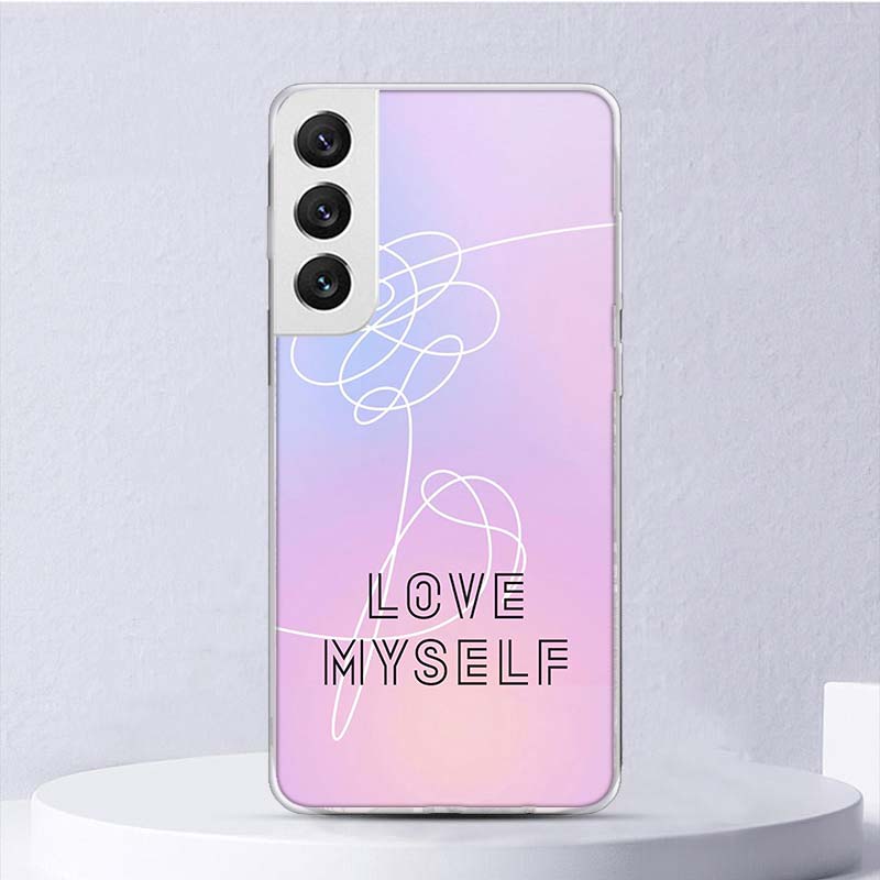 Люби Себя Цветочное Сердце Линия Kpop Мягкий Чехол Для Samsung Galaxy S25 S24 S23 S22 Ultra Чехол Для Телефона S20 FE S21 Plus S25Ultra S24