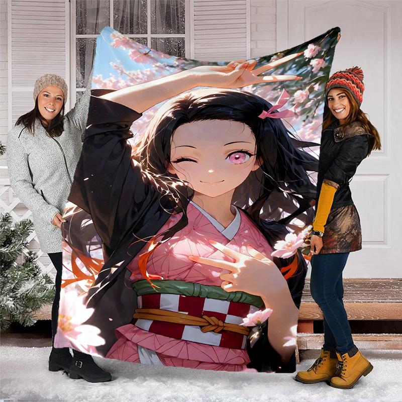 1pc nezouko6 Theme Blanket - Digital Print, Polyester, Cozy for All Seasons, Perfect for Outdoor, and Travel
