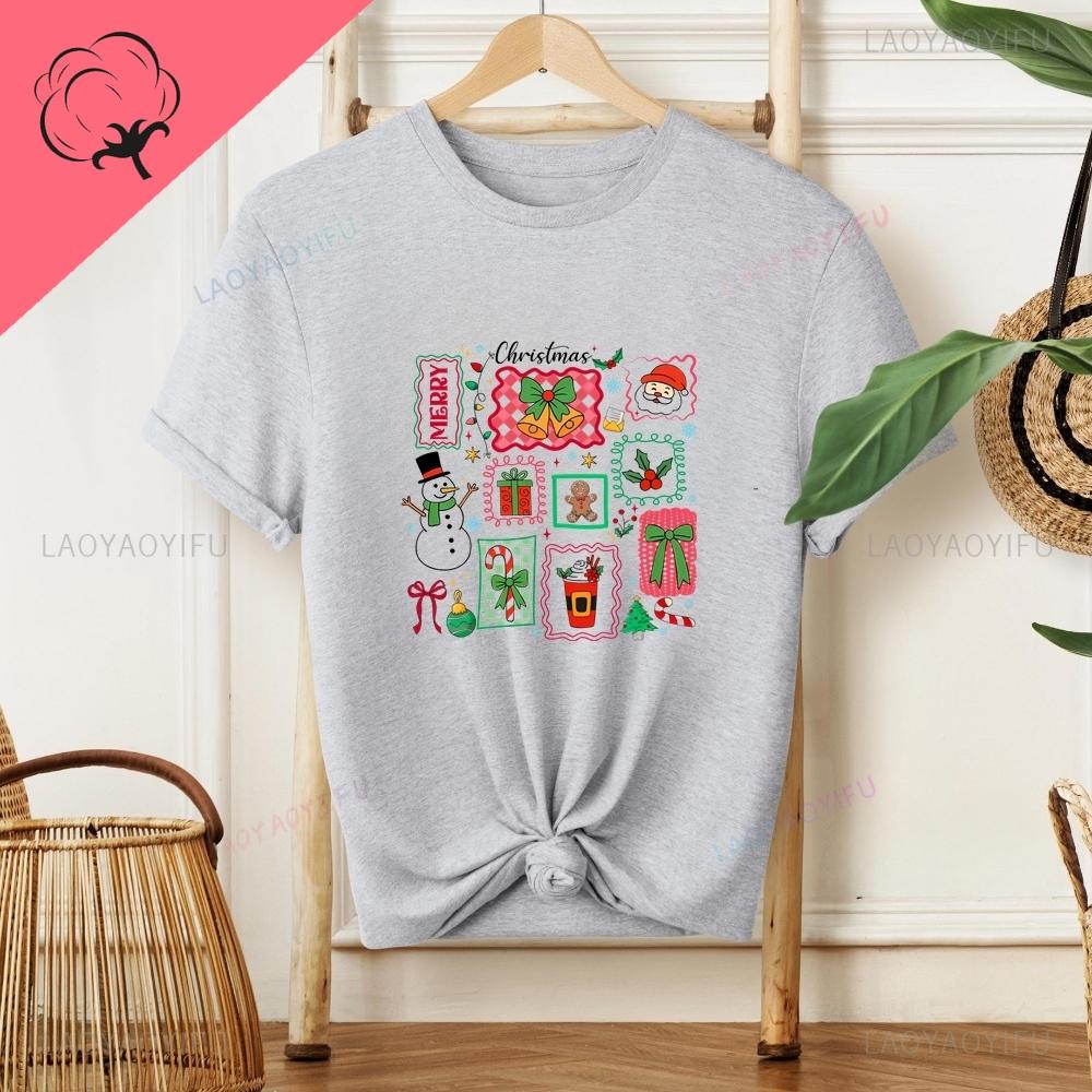 Happy Christmas in 2025 Fun Holiday Outfit Featuring Cotton Tshirts with Short Sleeves Suitable for Both Unisex and WoUnisex