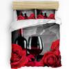 Красный и черный цветок розы белый комплект постельного белья 3 шт пододеяльник наволочка для детей взрослых пододеяльник двуспальная кровать комплект домашнего текстиля