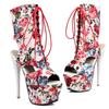 Platform Ankle Boots for Women 2025 Summer Peep Toe Flower Short Dance Boot Lace-up High Heel Party Fetish Shoe Lady Big Size 45