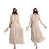 Japanese New Chen Duling Small Fly-Sleeve Floral Pleated Dress for Women, Summer High-Waisted A-Line Casual Long Dress