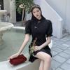 Женское платье Cheongsam больших размеров, черное платье