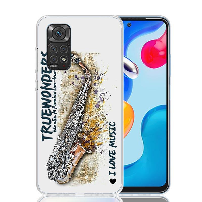 Чехол для телефона Музыкальный инструмент Саксофон Для Xiaomi Redmi Note 13 14 15 Pro Plus 12S 12 14S 11S 11E 10 10S 11 11T 5G 4G Чехол Coque