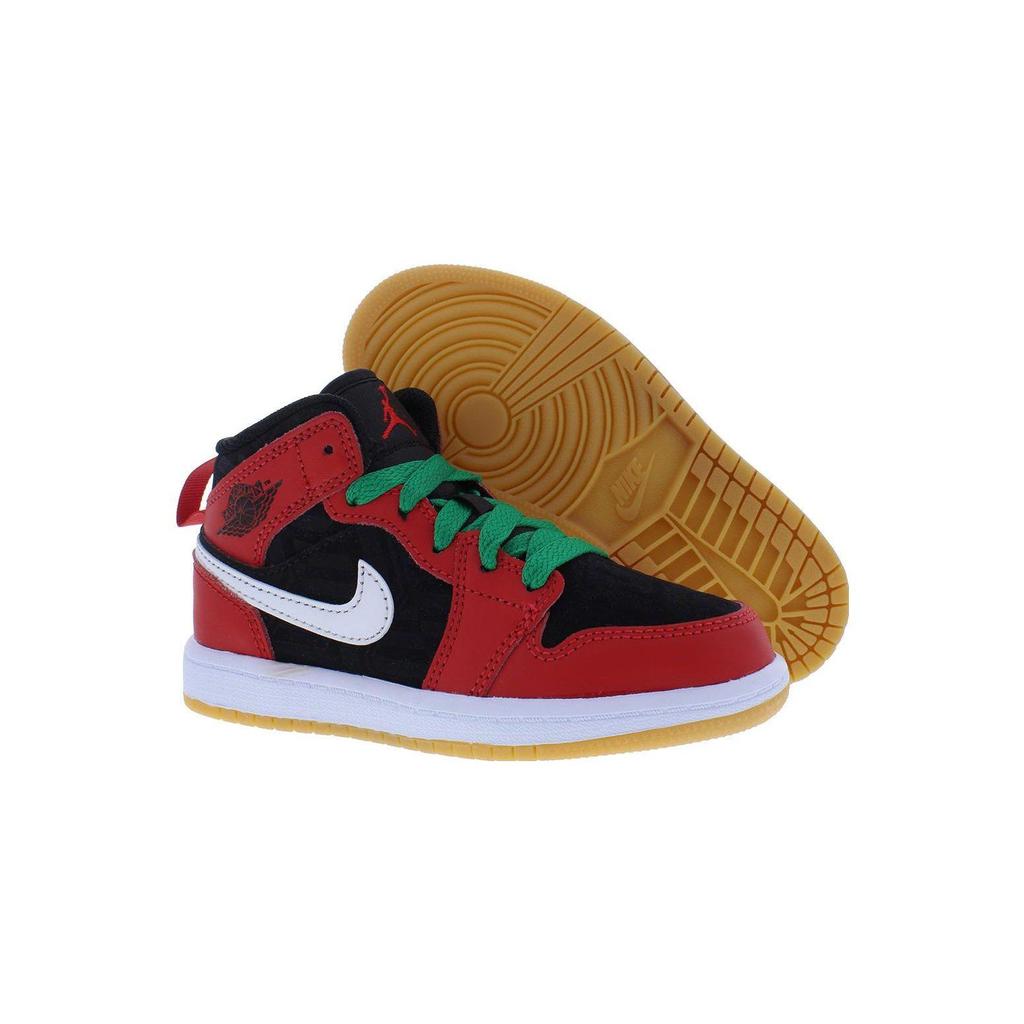 Jordan 1 Mid SE PS Kids Black Red Christmas Sneakers DQ8419-006