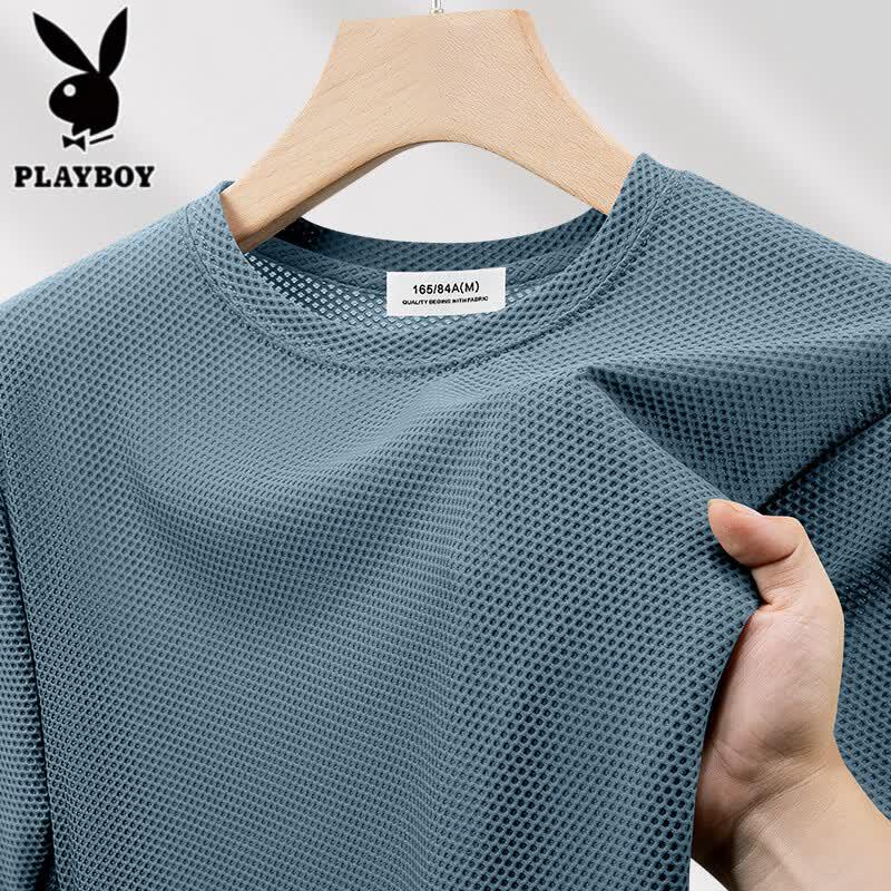 PLAYBOY Мужская сетчатая быстросохнущая футболка с коротким рукавом