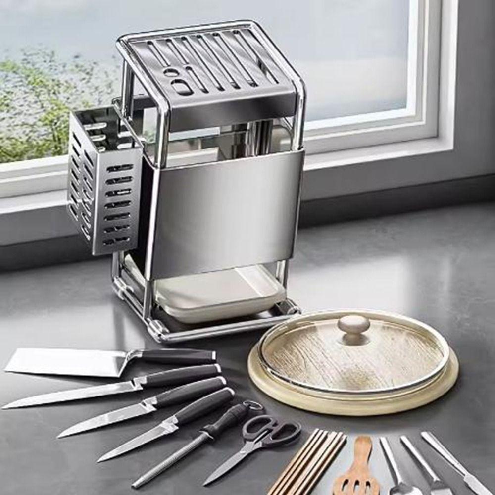Stable Stainless Steel Knives Holder Large Capacity Cutlery Organizer  Kitchenware