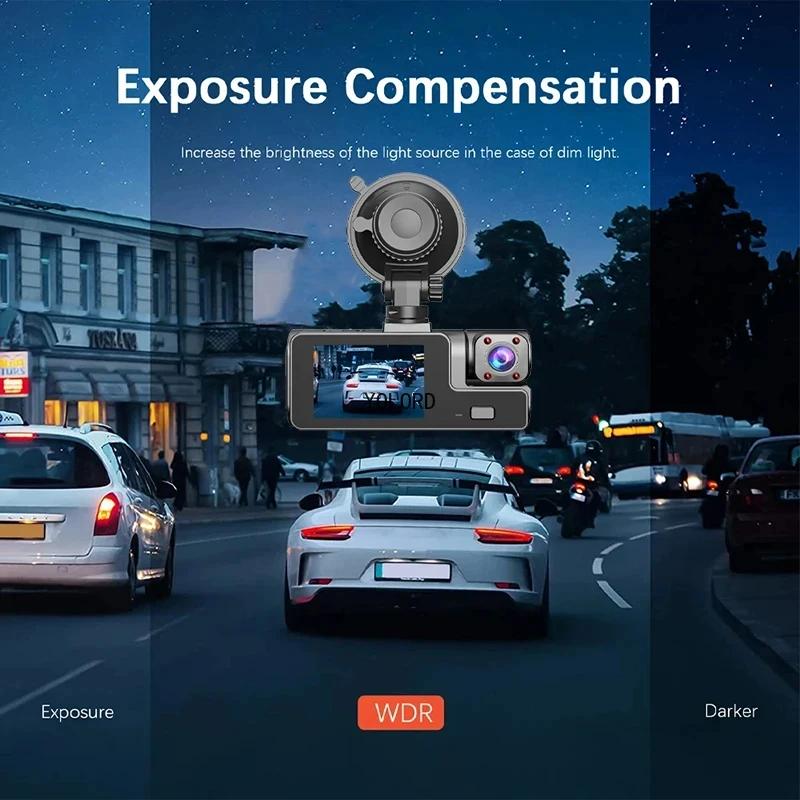 3-канальный видеорегистратор для автомобилей, черный ящик ночного видения, видеорегистратор 1080P, камера заднего вида, автомобильный видеорегистратор, автомобильные аксессуары