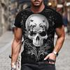 Summer Round Neck 3D Skull Print Top Fashionable Casual Short Sleeved Men's T-shirts