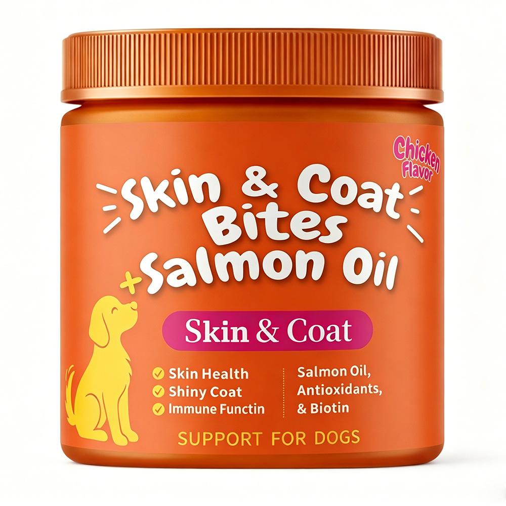 Pet 10-in-1 Multivitamin Soft Chews, Omega Fish Oil, Dog Cat Supplement for Overall Health