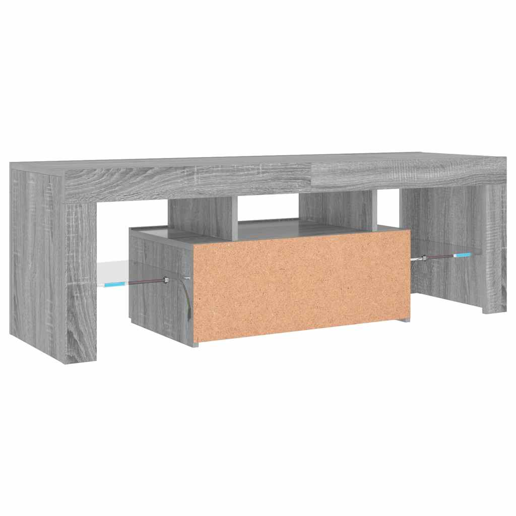 TV Stand with LED Lights Grey Sonoma 120 x 35 x 40 cm