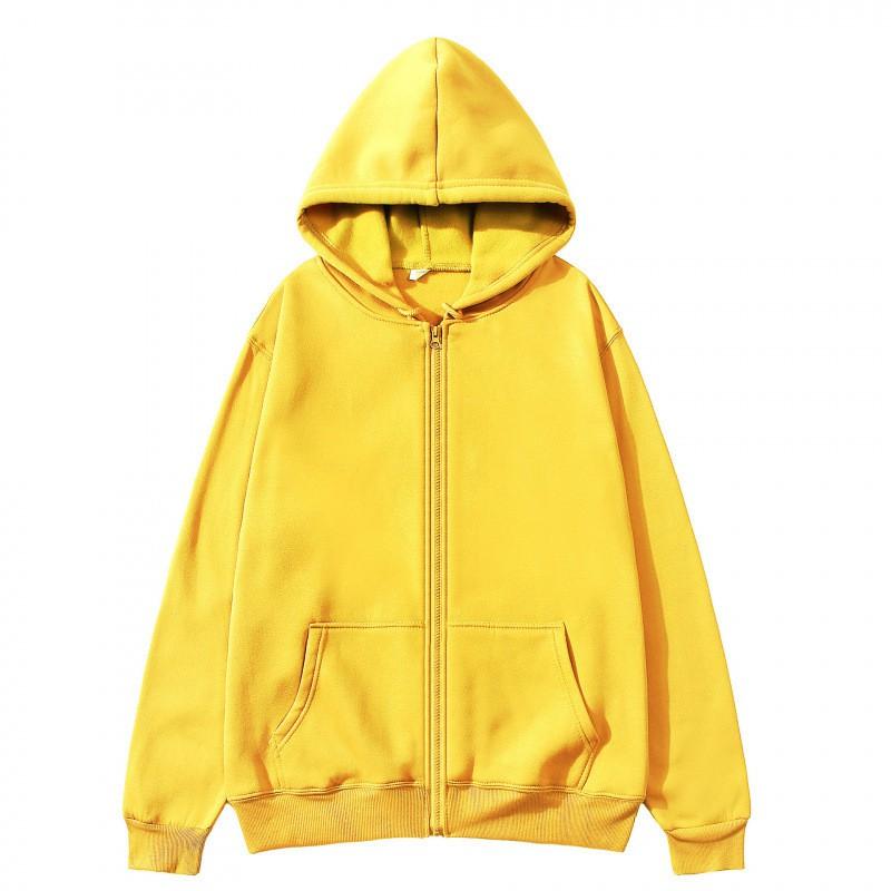 Womens Zip-Up Hooded Sweatshirt Solid Color Loose Fit Casual Sport Top