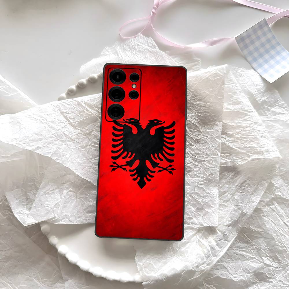 Чехол для телефона с логотипом-орлом флага Албании для Samsung S 24 Fe 25 Ultra Plus 20 Lite 21 30 22 23 24 22 Ultra 5G Fundas