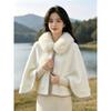 Winter Chinese Style Butterfly Embroidery Cape Warm Faux Fur Shawl Women