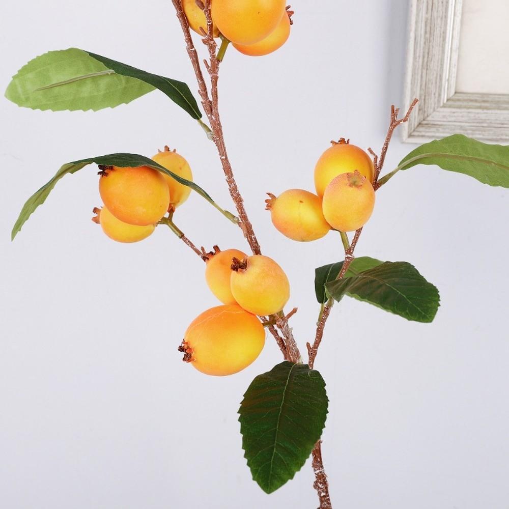 Luxury Artificial Loquat Fruit Branch Faux Loquat Fake Plants Simulation Fruit Tree Gift