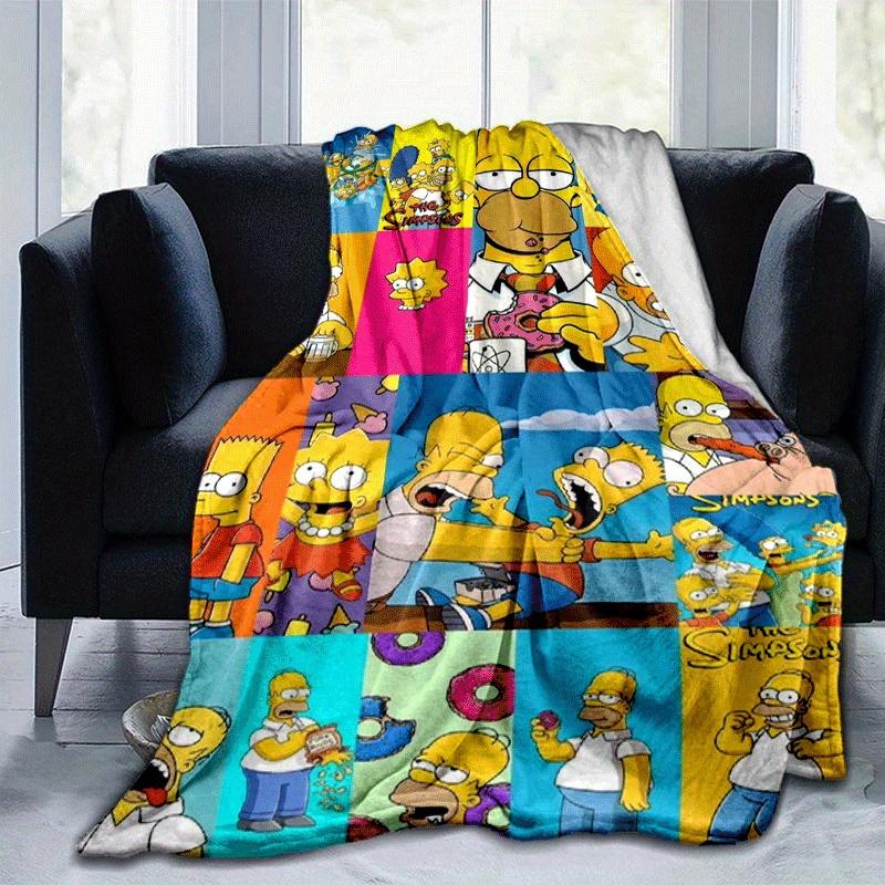 1pc The Simpsons (4) Printing Blanket - Soft, All-Season Throw for Living Room, Beroom,Personalize Gift with Aorable Cartoon esign