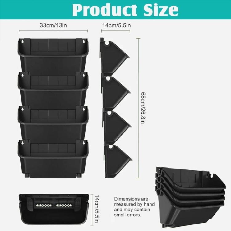 Watering Wall Planter Set Of 4 Plastic Vertical Garden Planter For Herbs Flowers Succulents Indoor Outdoor Space Saving Design