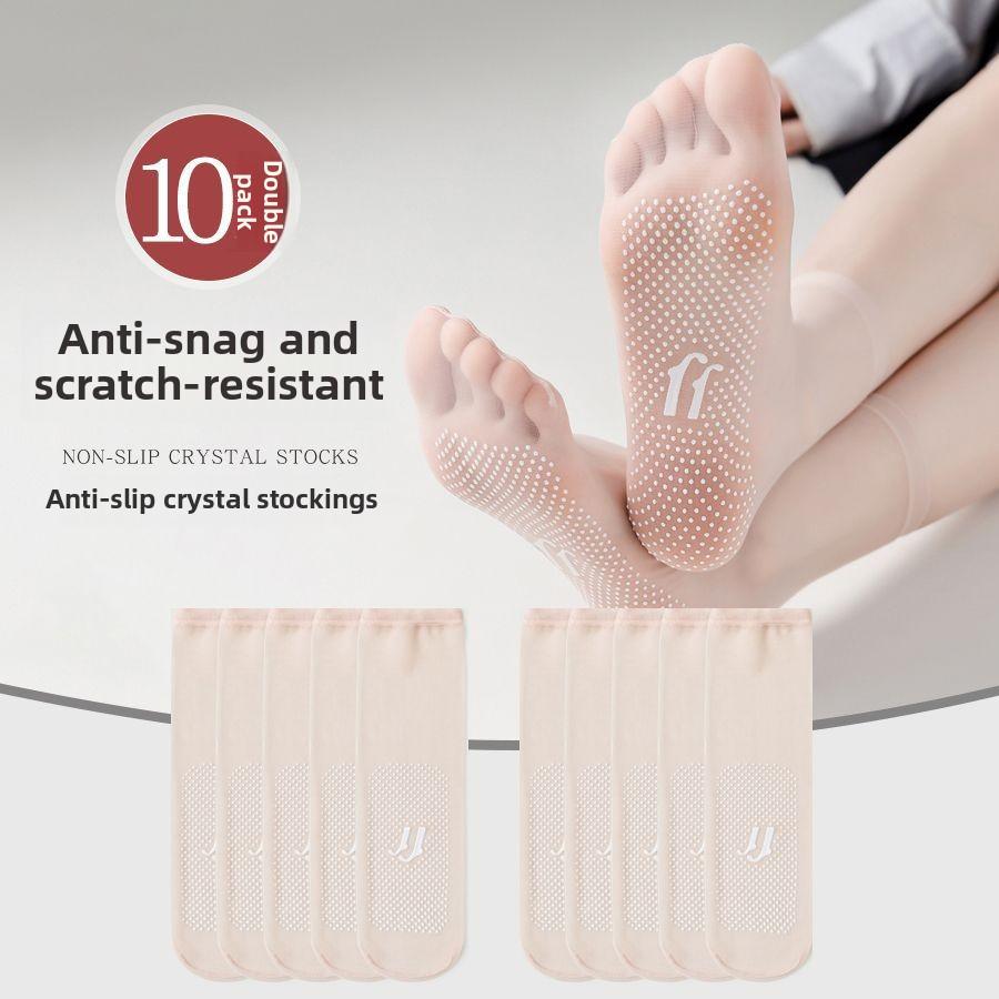 10 Pairs of Women's Summer Thin Non Slip Foot Massage Crystal Socks