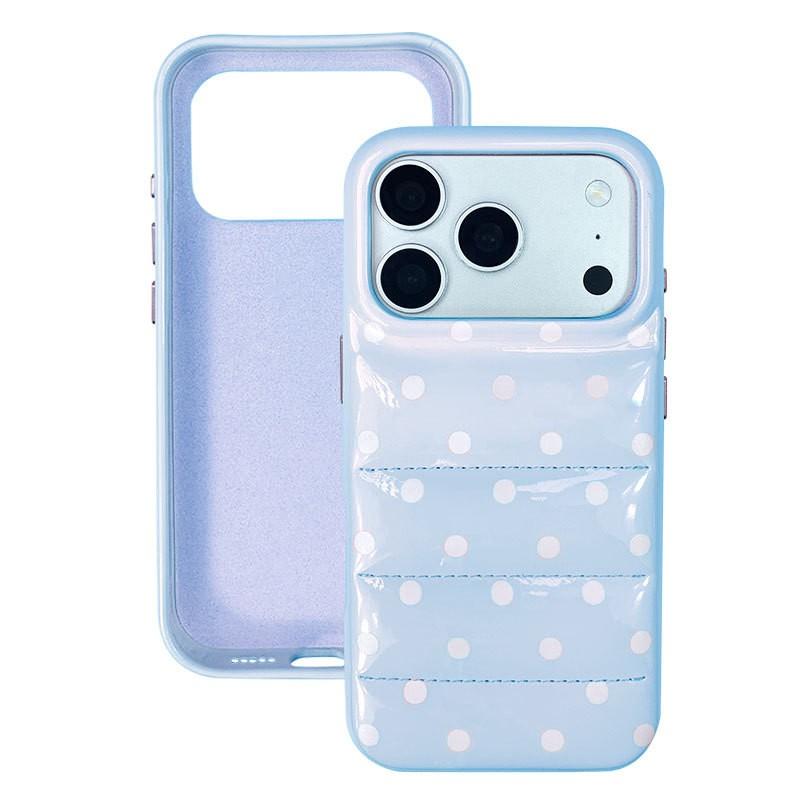 PU Leather Polka Dot Phone Case IPhone 15 16 17 Series Full Coverage Shockproof Grip Comfortable Ins Style