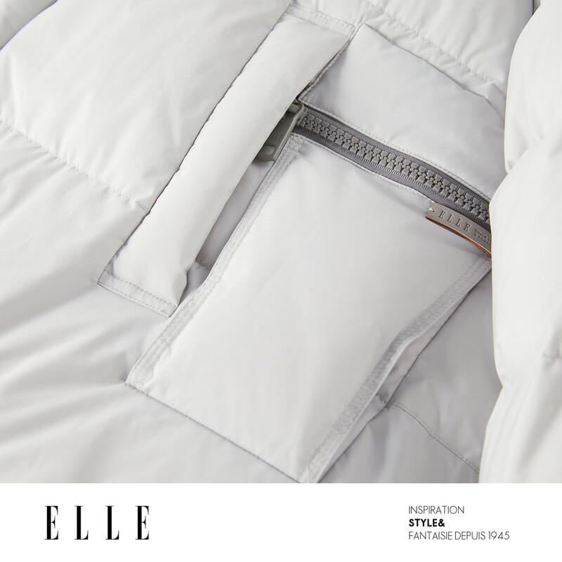 ELLE Женская объемная пуховая куртка-пуховик с капюшоном, 90% утиный пух
