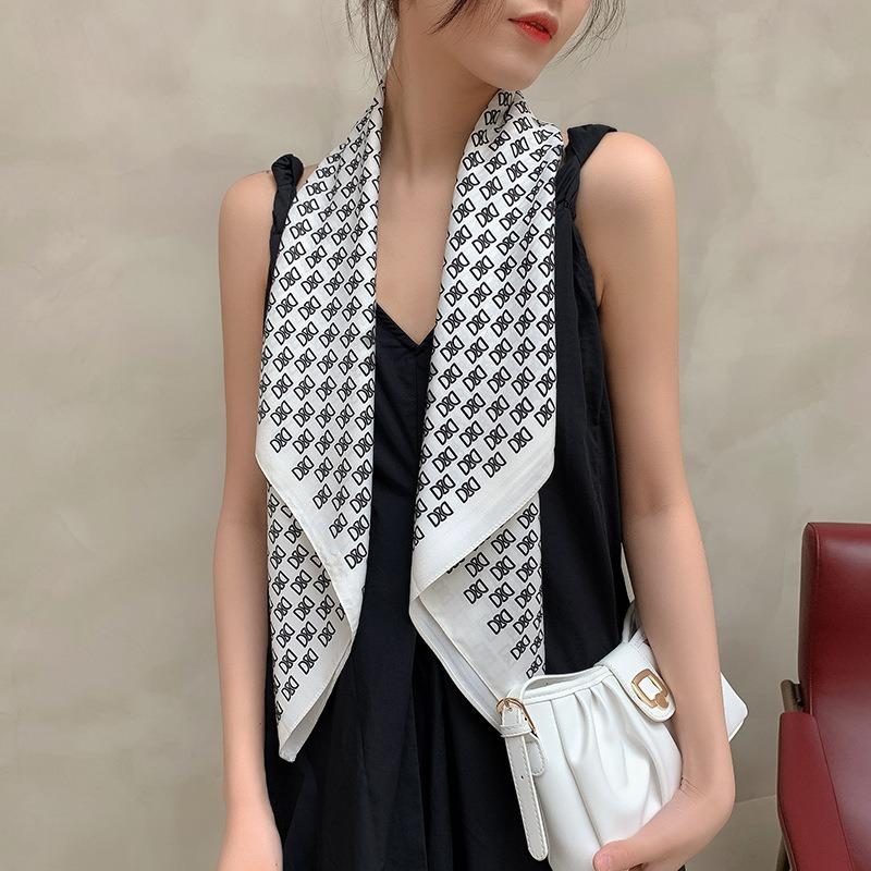 New Square Scarf Emulated Silk Scarf Fashionable Professional Scarf Versatile Light Thin Breathable Twill Scarf Shawl