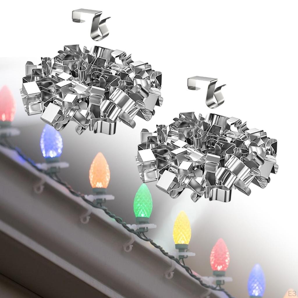 50 Pieces Gutter Clips for Weatherproof Light Hangers Hooks Roof Seasonal Lighting