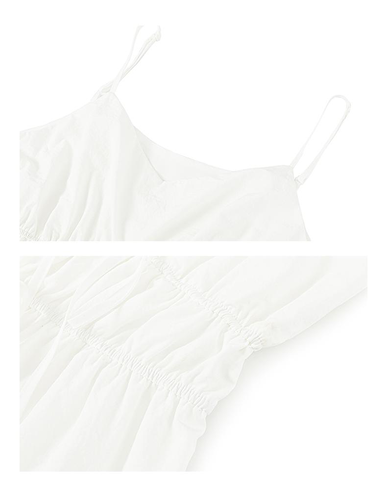 V-neck pleated cotton camisole skirt
