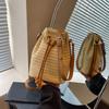 Summer Straw Shoulder Bags Drawstring Women's Straw Bucket Bag Purse Raffia Woven Straw Handbags Casual Boho Beach Crossbody Bag
