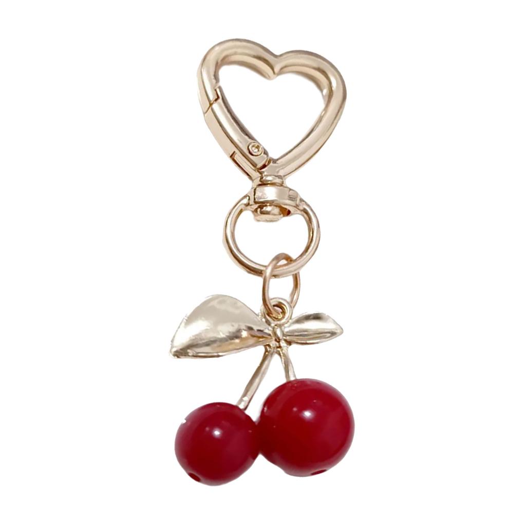 Cherry Bag Pendant Bag Charm Resin Cherry Keyring Fashion Alloy Jewelry Key Accessory Present for Fashion Women Girls