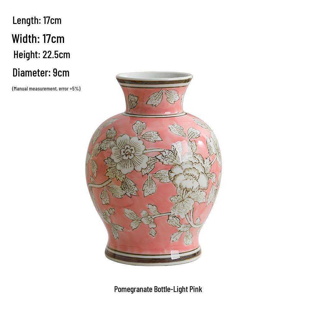 Китайская красная керамическая ваза середины века - Новогоднее специальное украшение для гостиной или свадебные композиции из шелковых цветов