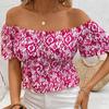 Женские модные повседневные летние весенние блузки и рубашки с цветочным узором и принтом на одно плечо с коротким рукавом