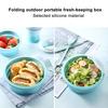 350/500/800/1200ML Round Silicone Lunch Box Microwave Safe Foldable Sealed Lid Portable Refrigerator Bento Food Container Kitchen Supplies