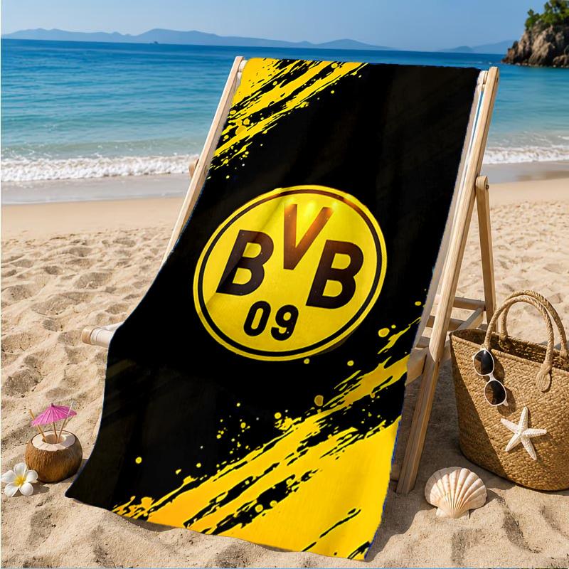 Пляжное полотенце из микрофибры с принтом дизайна футбольного мяча BVB, мягкое и впитывающее, быстросохнущее, идеально подходит для летних путешествий, незаменимо для пляжа, бассейна