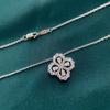 Romantic 925 Sterling Silver Four-leaf Clover Sparking Zircon Pendant Necklace For Women Party Fine Jewelry Fashion Gifts