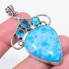 Natural Larimar, Topaz Gemstone 925 Sterling Silver Jewelry Pendant 2.40" V6e90