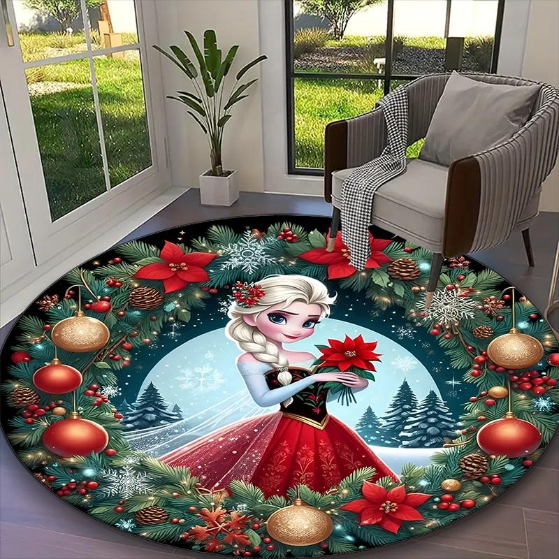 1pc Frozen Princess Printed Chair Rug for Home Office Use, Living Room Kitchen Game Room Round Carpet