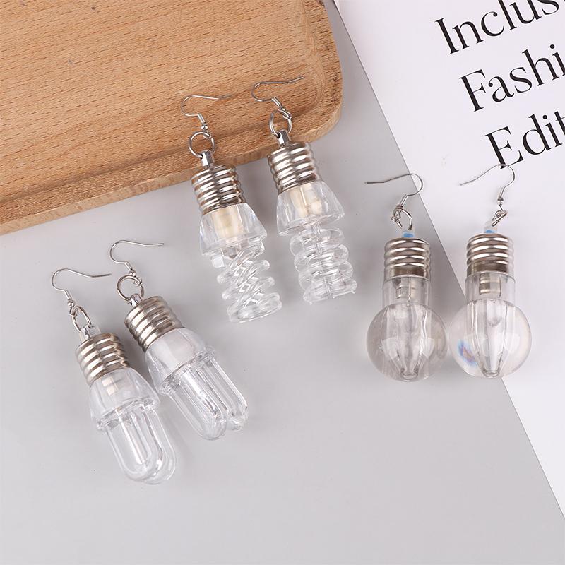 1 пара креативных женских забавных светящихся сережек-подвесок в виде лампочки, женские разноцветные лампочки, серьги-кольца, подарок лучшим друзьям