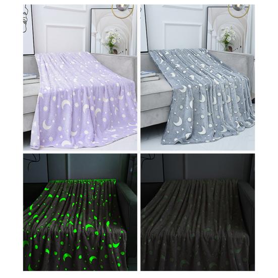 Декоративное одеяло со звездами и лунами, двустороннее антистатическое мягкое удобное подарочное одеяло, теплое светящееся в темноте розовое одеяло для сна для офиса