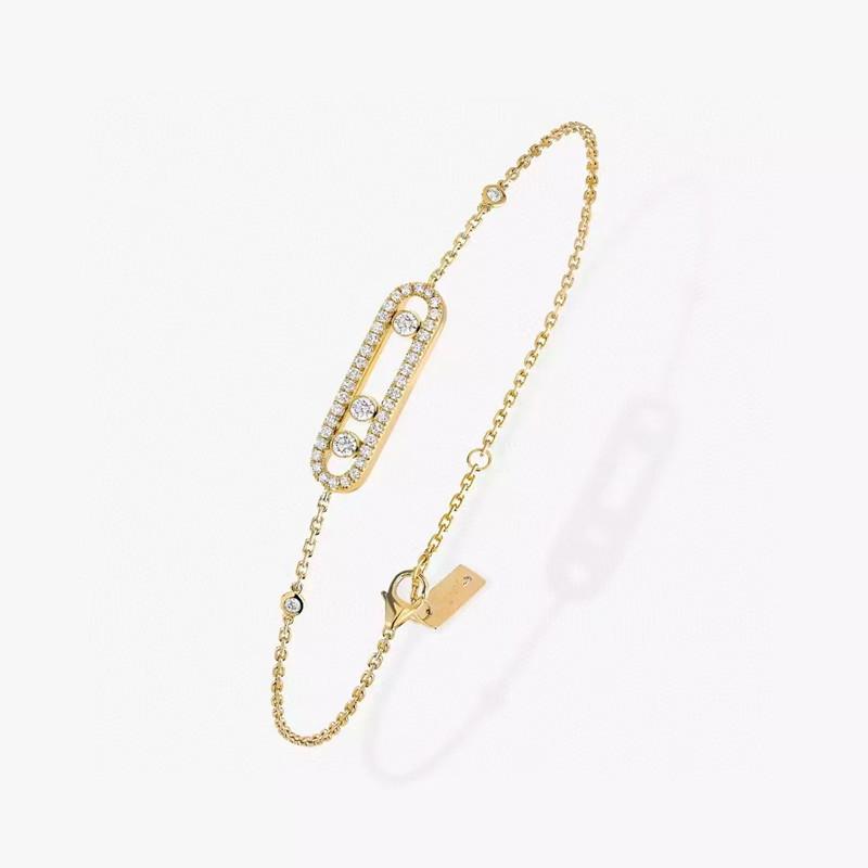 Полный бриллиантовый браслет Розовое золото Три бриллианта Скользящий регулируемый Цирконий Посеребренные украшения