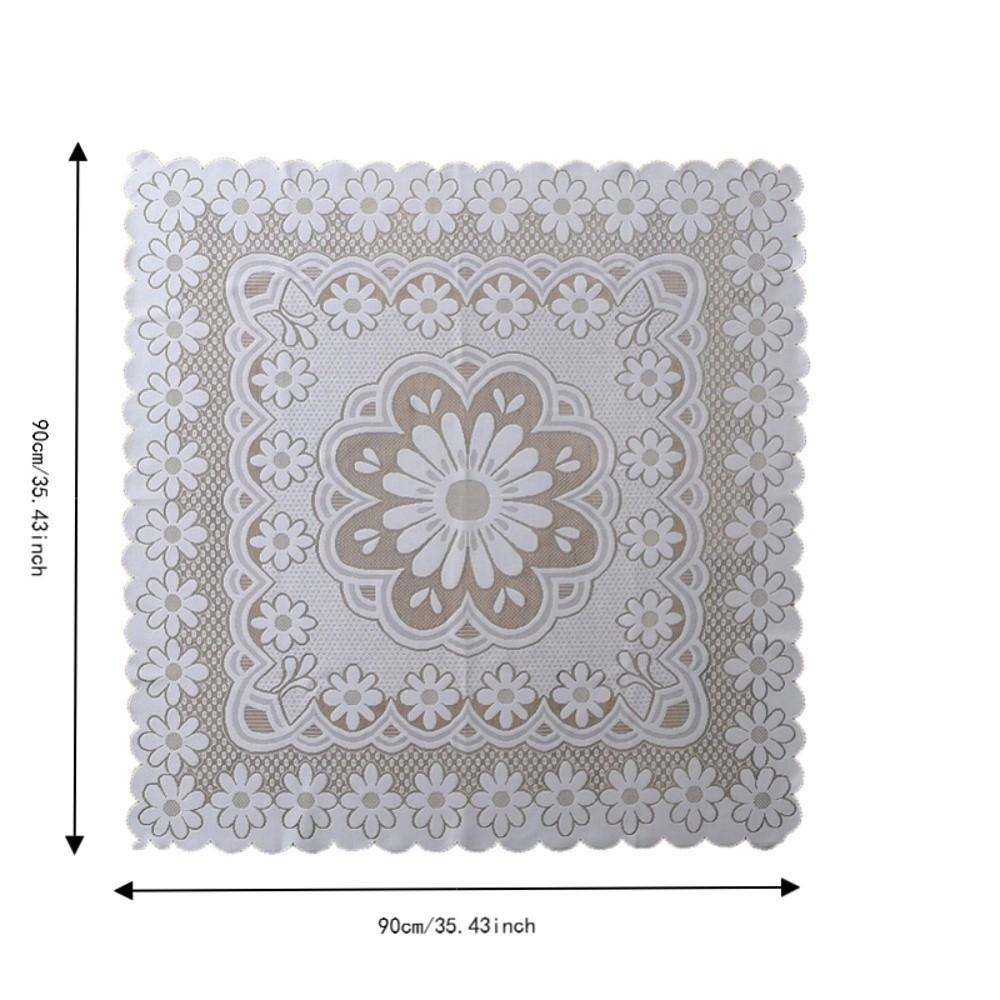 90x90cm Lace Tablecloth Hollow Pattern Decorative Background Cloth Square Table Cloth Home Decor