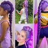 36925 Sets 26-Inch Long Purple Hair Extension with Comb Bun Maker Hairdressing Tools Halloween Costume Cosplay Stage Party Stretched