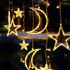 LED Star Moon String Lights Warm White Window Hanging Lights Battery Powered with Suction Cup for Party Christmas Home Decor